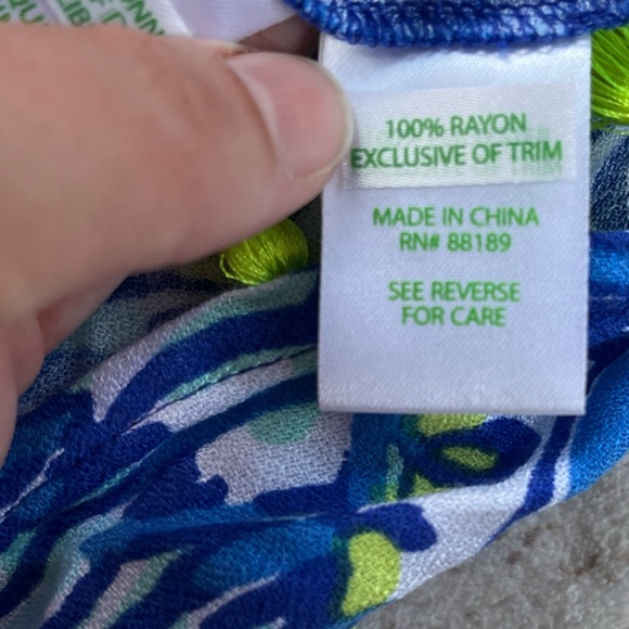 Lilly Pulitzer Brilliant Blue Ceviche Cropped Ramona Tassel Top Size 4 - Picture 7 of 9